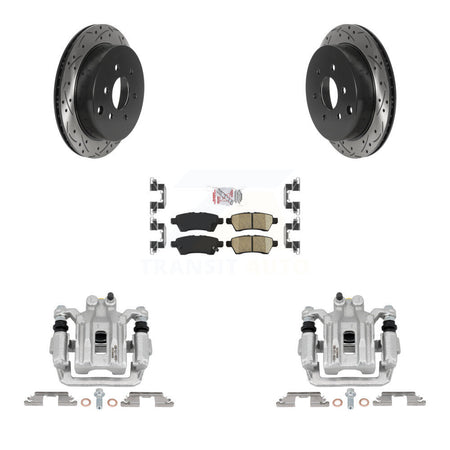 Rear Brake Coated Caliper Drilled Slot Rotor Ceramic Pad Kit For 2006-2007 Nissan Xterra KCD-101554N