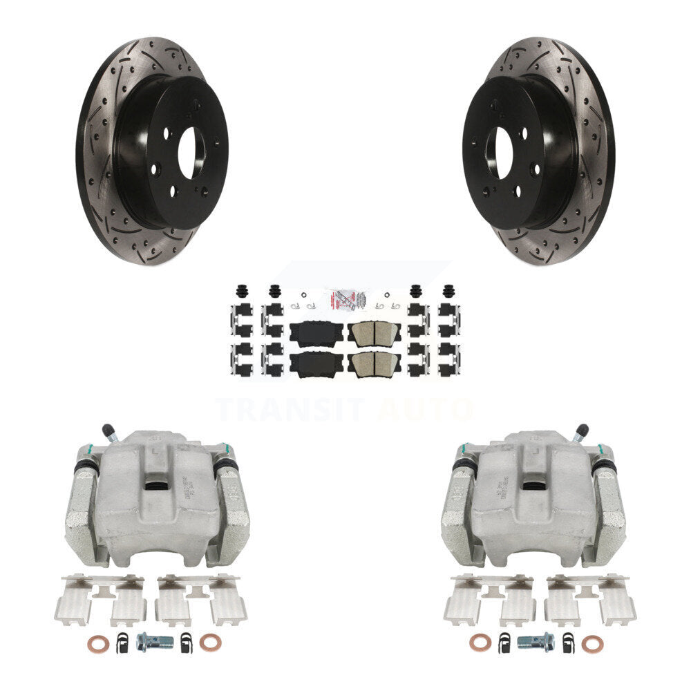 Rear Disc Brake Coated Caliper Drilled Slotted Rotor And Ceramic Pad Kit For Toyota RAV4 KCD-101555N