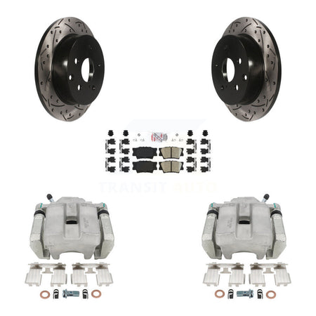 Rear Disc Brake Coated Caliper Drilled Slotted Rotor And Ceramic Pad Kit For Toyota RAV4 KCD-101555N