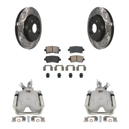 Rear Brake Coated Caliper Drill Slotted Rotors Ceramic Pad Kit For Buick LaCrosse Allure KCD-101564N