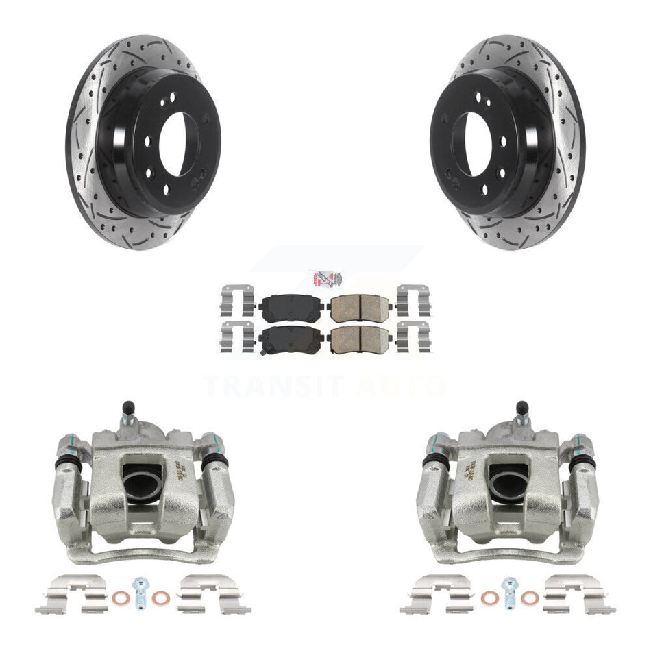 Rear Brake Caliper Drill Slot Rotors Ceramic Pad Kit For 2016 Kia Sportage From 12 10 15 KCD-101574N
