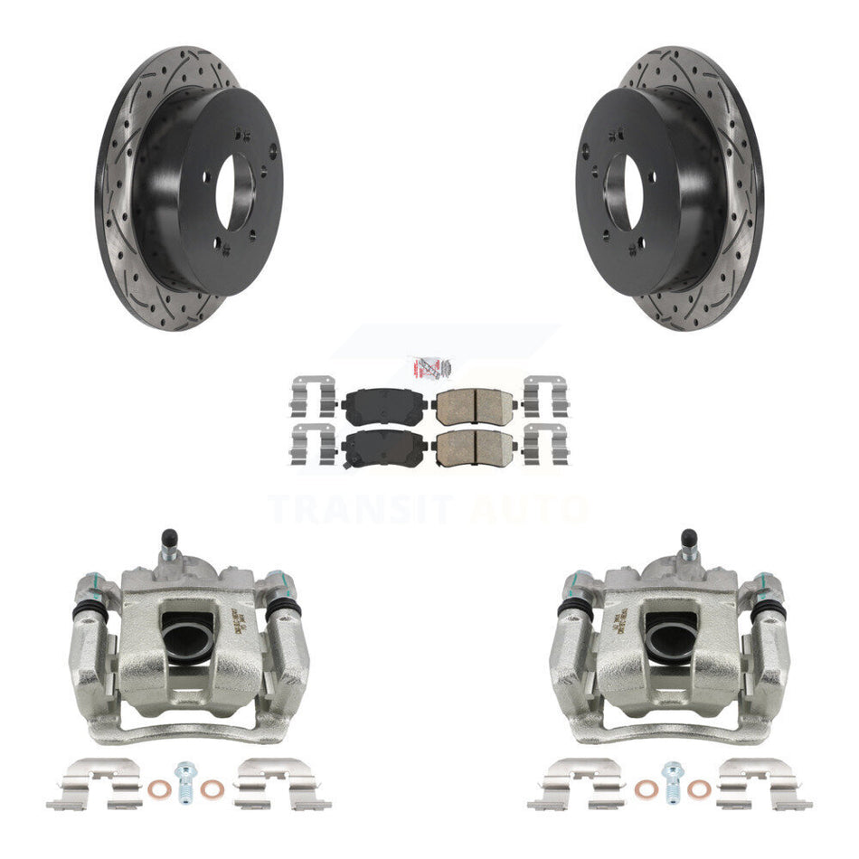 Rear Brake Caliper Drill Slot Rotors Ceramic Pad Kit For 2016 Kia Sportage From 12 10 15 KCD-101576N
