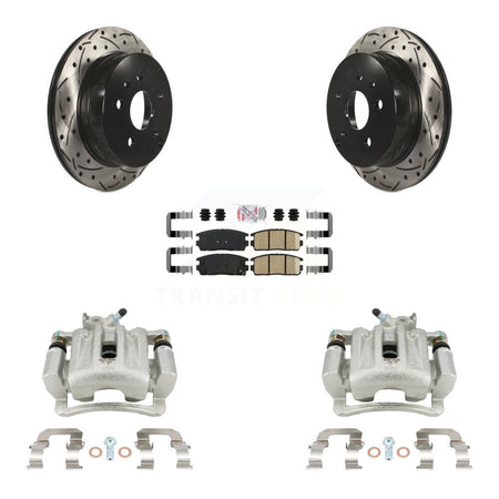 Rear Brake Caliper Drill Slotted Rotor Ceramic Pad Kit For Chevrolet Equinox GMC Terrain KCD-101577N