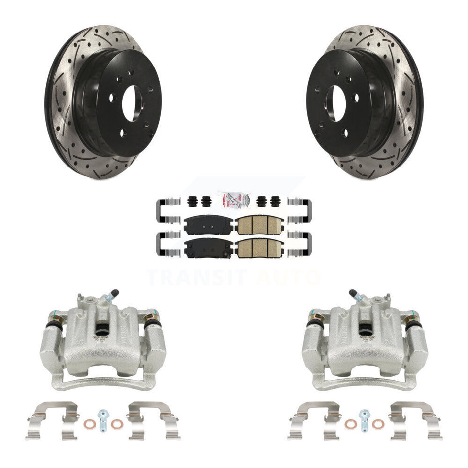 Rear Brake Caliper Drill Slotted Rotor Ceramic Pad Kit For Chevrolet Equinox GMC Terrain KCD-101577N
