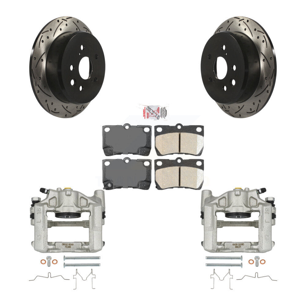 Rear Brake Coat Caliper Drill Slot Rotors Ceramic Pad Kit For 2010-2011 Lexus IS250 Base KCD-101580N