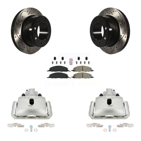 Rear Brake Caliper Drill Slot Rotor Semi-Metallic Pad Kit For Ram 1500 With 8 Lug Wheels KCD-101583N