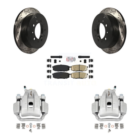 Rear Brake Coated Caliper Drill Slotted Rotors Ceramic Pad Kit For Toyota Tundra Sequoia KCD-101587N