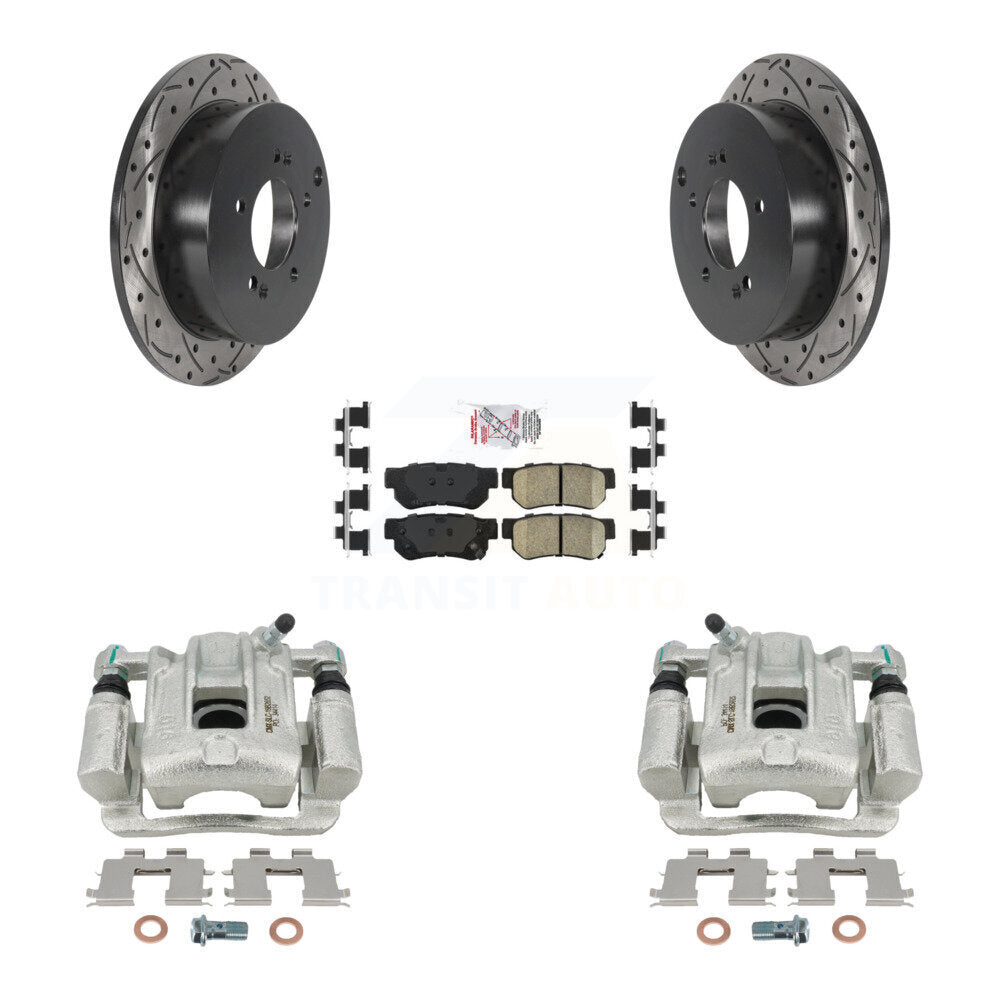 Rear Brake Coat Caliper Drill Slot Rotors Ceramic Pad Kit For 2001-2006 Hyundai Santa Fe KCD-101598N