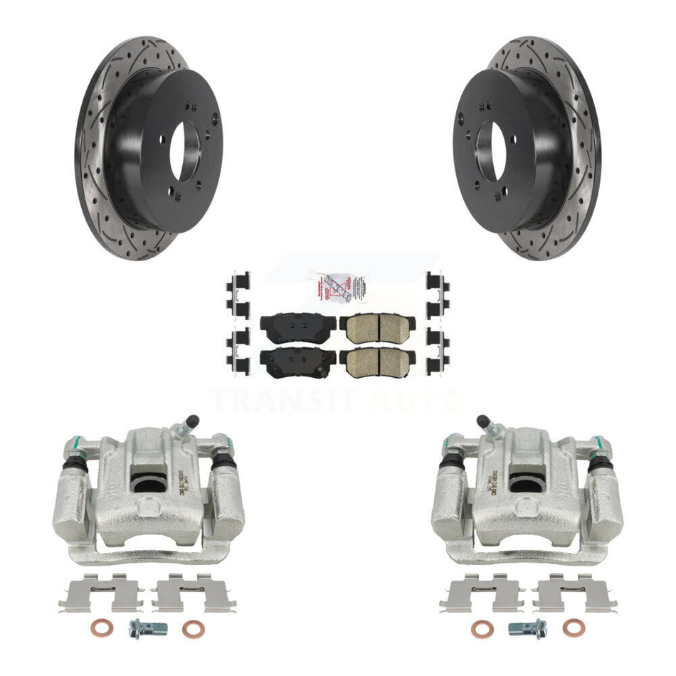 Rear Brake Coat Caliper Drill Slot Rotors Ceramic Pad Kit For 2001-2006 Hyundai Santa Fe KCD-101598N