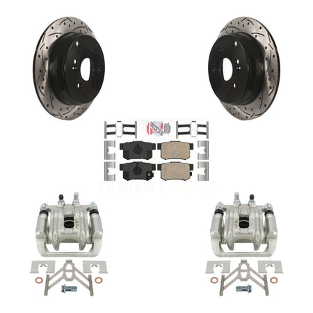 Rear Disc Brake Coated Caliper Drilled Slotted Rotors And Ceramic Pads Kit For Acura RDX KCD-101604N by Transit Auto