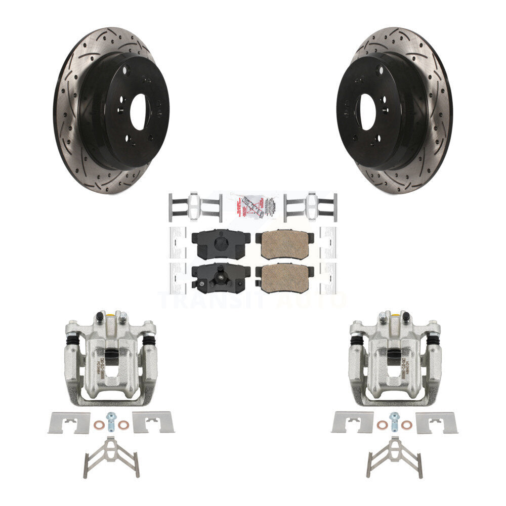 Rear Disc Brake Coated Caliper Drill Slot Rotor Ceramic Pad Kit For Honda CR-V Acura RDX KCD-101605N