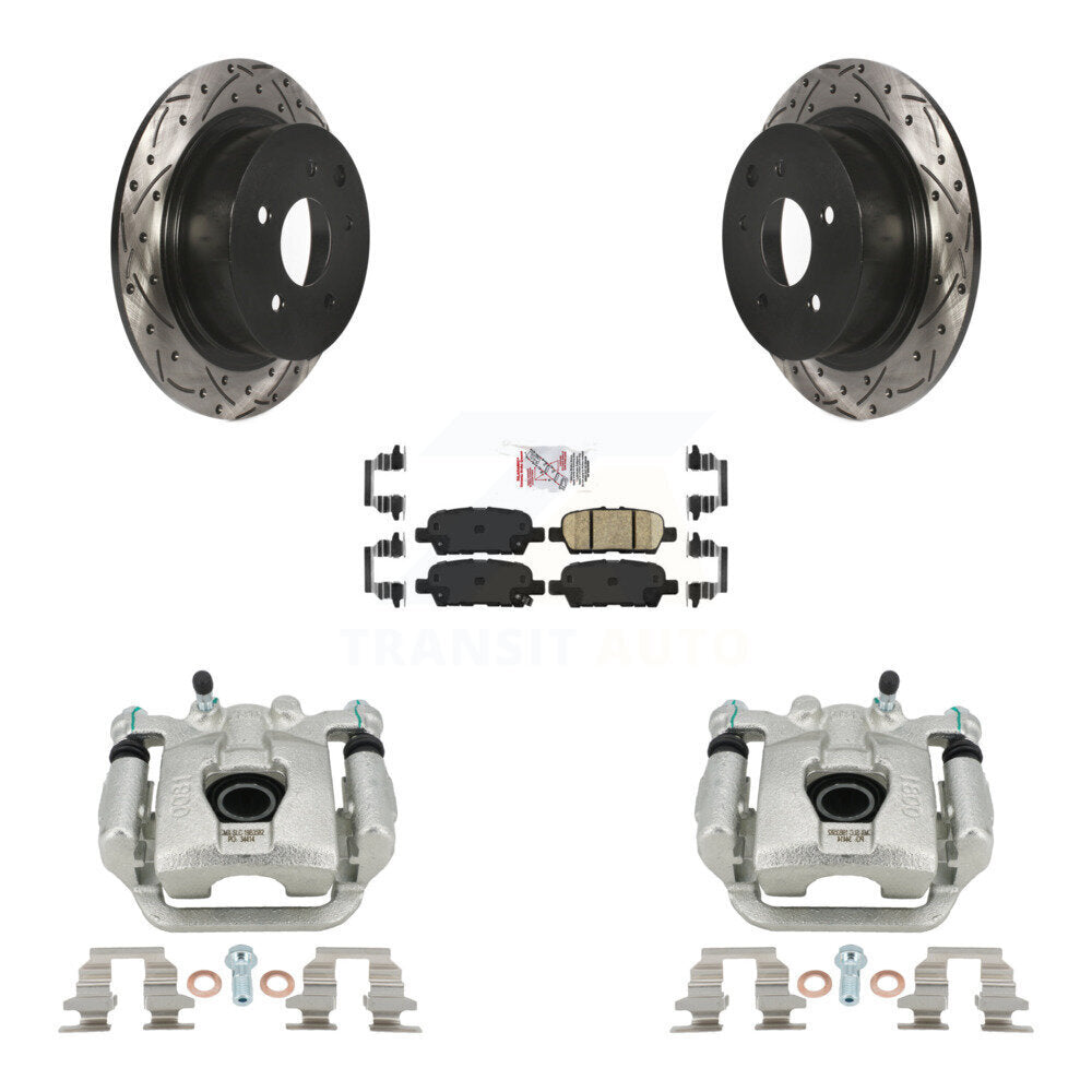 Rear Disc Brake Coated Caliper Drilled Slot Rotor Ceramic Pad Kit For Nissan Sentra Juke KCD-101620N