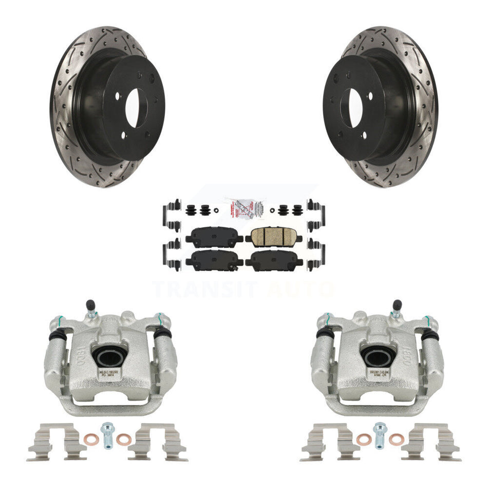 Rear Disc Brake Coated Caliper Drilled Slot Rotor Ceramic Pad Kit For Nissan Sentra Juke KCD-101621N