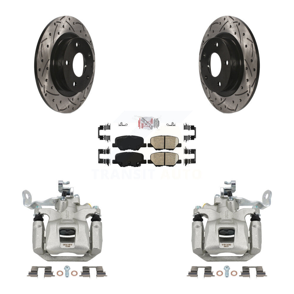Rear Disc Brake Coated Caliper Drill Slotted Rotor Ceramic Pad Kit For 2014-2015 Mazda 6 KCD-101631N