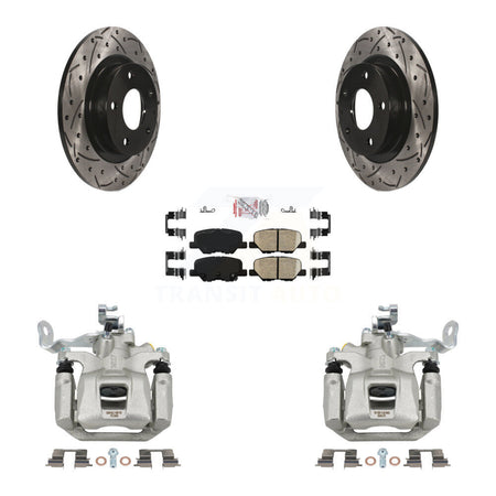Rear Disc Brake Coated Caliper Drill Slotted Rotor Ceramic Pad Kit For 2014-2015 Mazda 6 KCD-101631N