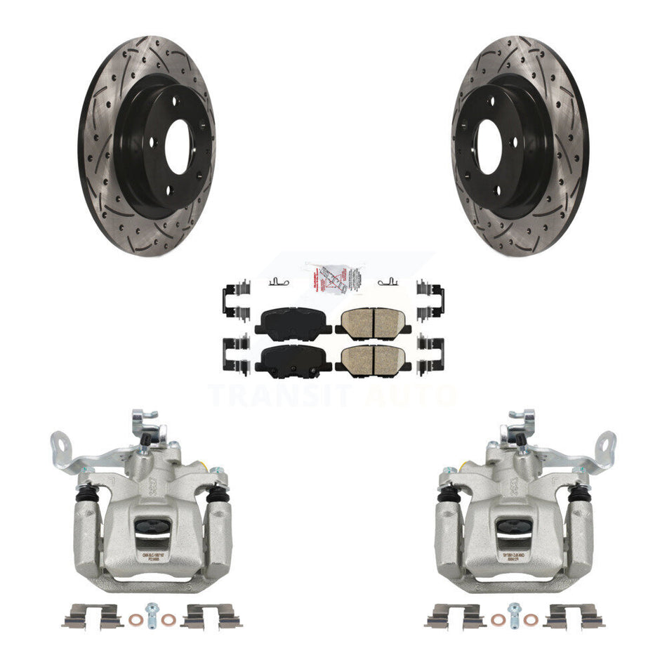 Rear Disc Brake Coated Caliper Drill Slotted Rotor Ceramic Pad Kit For 2014-2015 Mazda 6 KCD-101631N