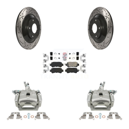 Rear Disc Brake Coated Caliper Drill Slot Rotor Ceramic Pad Kit For 2013-2015 Mazda CX-5 KCD-101636N