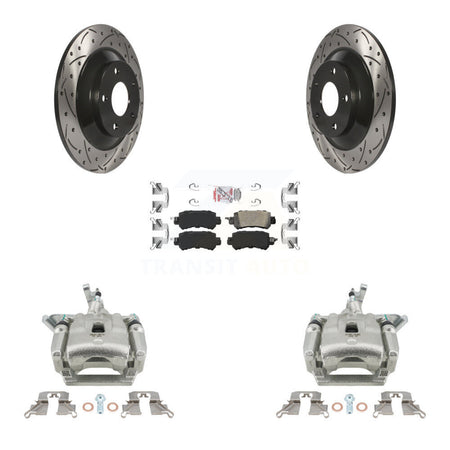 Rear Disc Brake Coated Caliper Drill Slot Rotor Ceramic Pad Kit For 2013-2015 Mazda CX-5 KCD-101637N