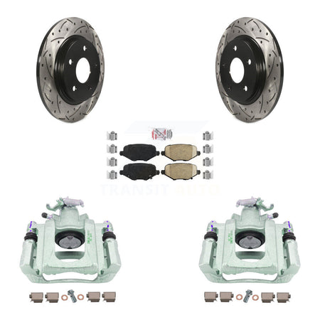 Rear Disc Brake Coated Caliper Drilled Slotted Rotors And Ceramic Pads Kit For Ram C/V KCD-101642N