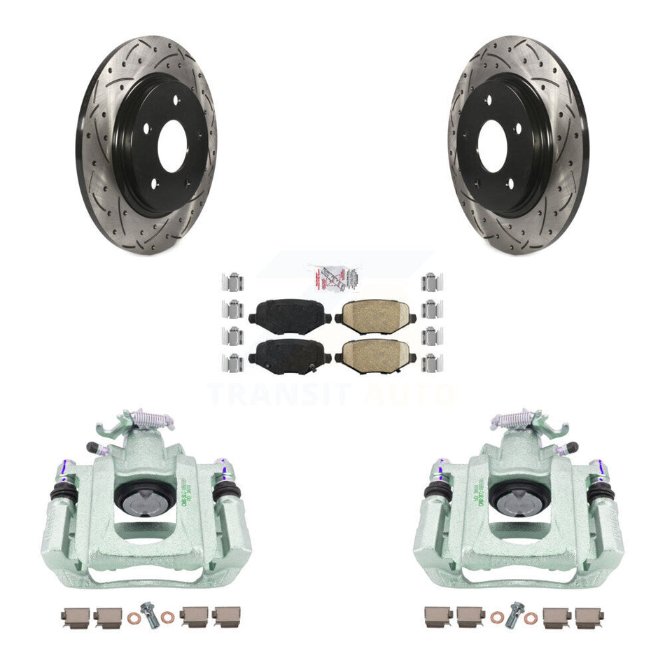 Rear Disc Brake Coated Caliper Drilled Slotted Rotors And Ceramic Pads Kit For Ram C/V KCD-101642N
