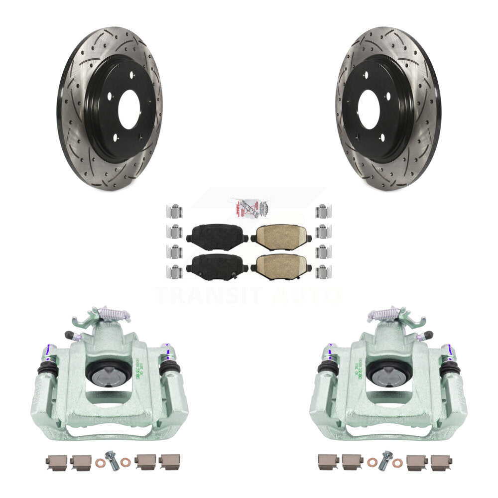 Rear Disc Brake Coated Caliper Drilled Slotted Rotors And Ceramic Pads Kit For Ram C/V KCD-101643N