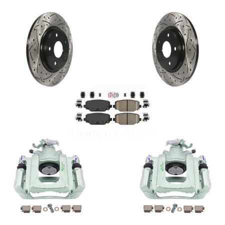Rear Disc Brake Coated Caliper Drilled Slotted Rotors And Ceramic Pads Kit For Ram C/V KCD-101645N