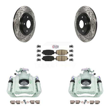 Rear Disc Brake Coated Caliper Drilled Slotted Rotors And Ceramic Pads Kit For Ram C/V KCD-101646N