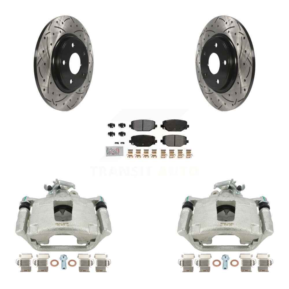 Rear Brake Coated Caliper Drill Slot Rotor Semi-Metallic Pad Kit For Dodge Grand Caravan KCD-101650N