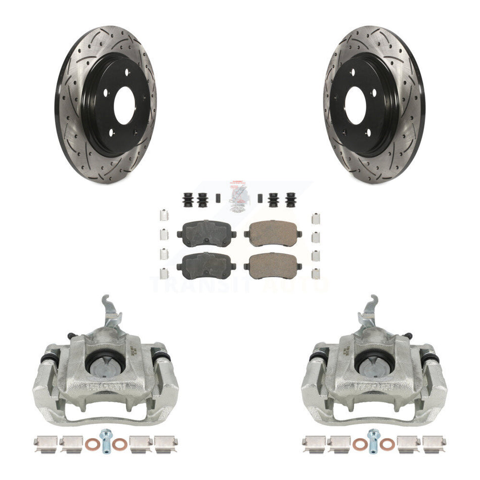 Rear Brake Coated Caliper Drilled Slot Rotor Ceramic Pad Kit For 2009-2011 Dodge Journey KCD-101653N