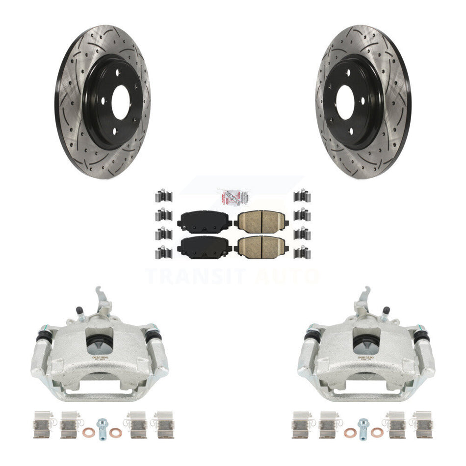Rear Brake Coated Caliper Drilled Slot Rotor Ceramic Pad Kit For 2014-2020 Dodge Journey KCD-101661N