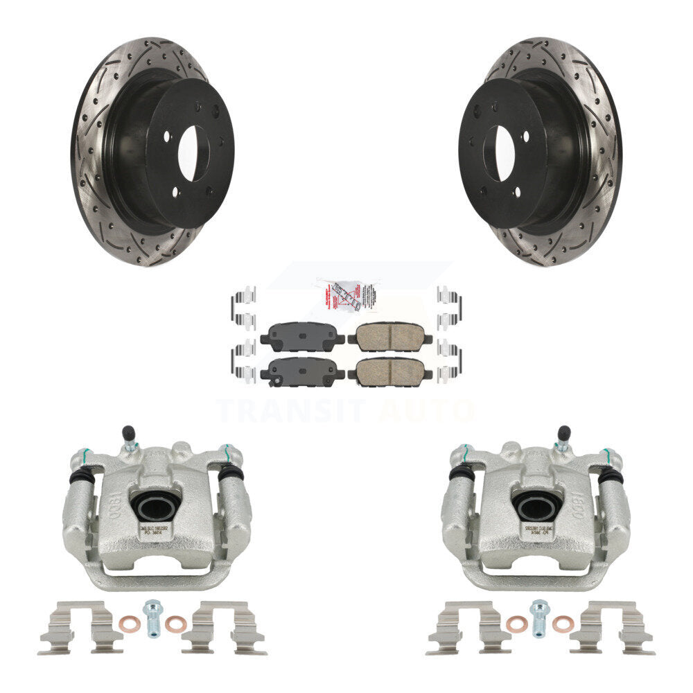Rear Brake Caliper Drilled Slot Rotor Ceramic Pad Kit For Nissan Sentra SE-R Spec V KCD-101665N