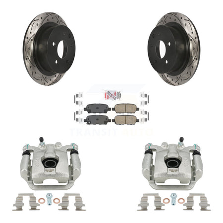 Rear Brake Caliper Drilled Slot Rotor Ceramic Pad Kit For Nissan Sentra SE-R Spec V KCD-101665N