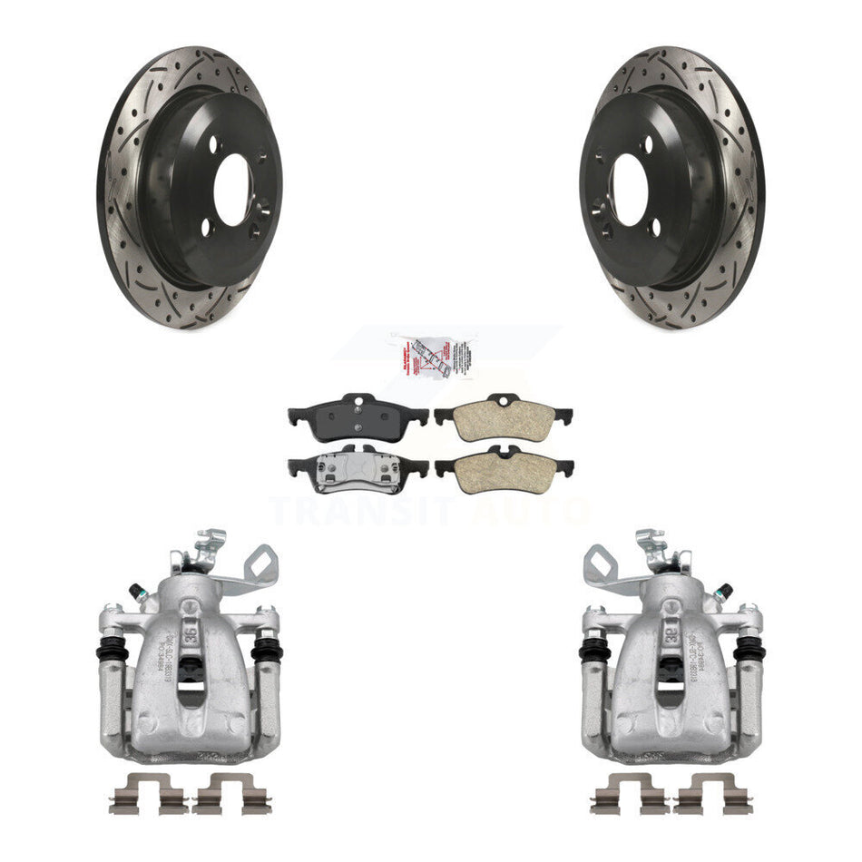 Rear Brake Caliper Drill Slotted Rotors Ceramic Pad Kit For 2007 Mini Cooper Convertible KCD-101674N