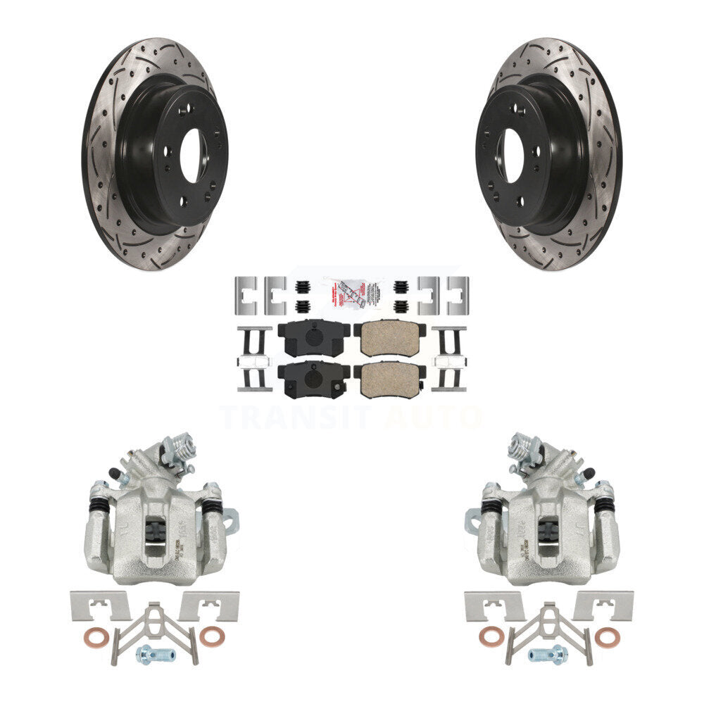 Rear Disc Brake Coated Caliper Drill Slot Rotors Ceramic Pad Kit For 2016-2018 Acura ILX KCD-101679N