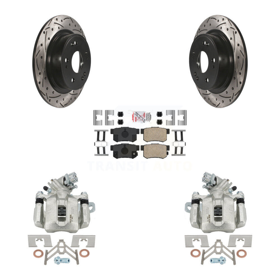 Rear Disc Brake Coated Caliper Drill Slot Rotors Ceramic Pad Kit For 2016-2018 Acura ILX KCD-101679N
