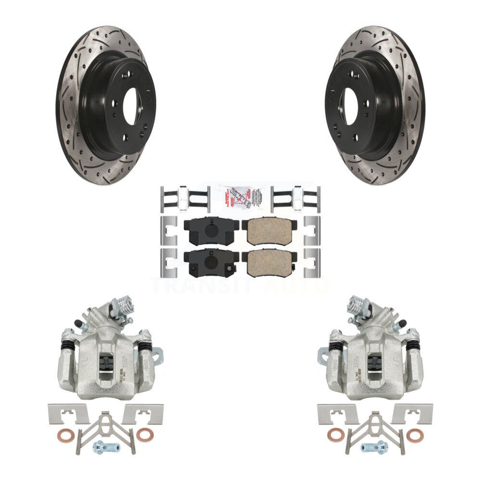 Rear Disc Brake Coated Caliper Drill Slot Rotors Ceramic Pad Kit For 2016-2018 Acura ILX KCD-101680N