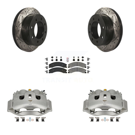 Rear Brake Caliper Drill Slotted Rotors Semi-Metallic Pad Kit For Chevrolet Express 4500 KCD-101697N