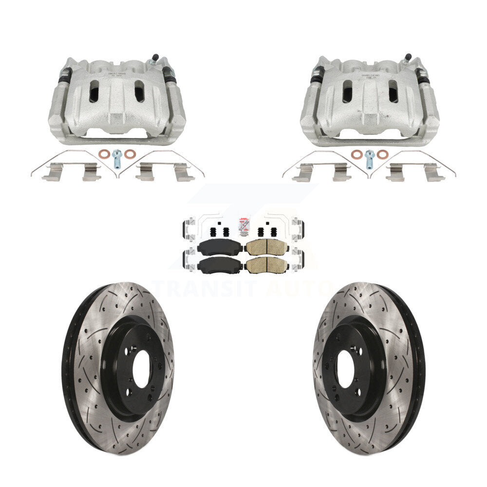Front Brake Coated Caliper Drill Slot Rotors Ceramic Pad Kit For 2011-2014 Honda Odyssey KCD-101701N