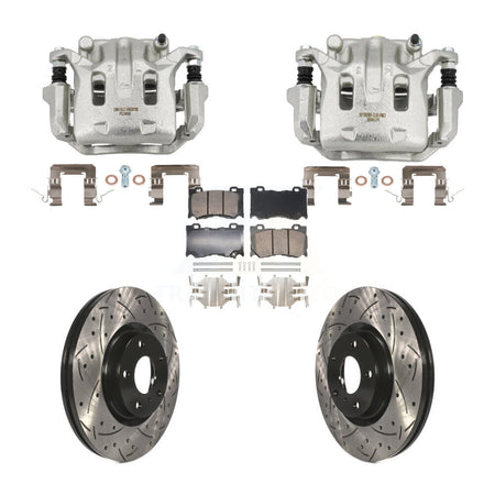 Front Brake Caliper Drill Slot Rotor Ceramic Pad Kit For INFINITI G37 With Brembo Brakes KCD-101707N