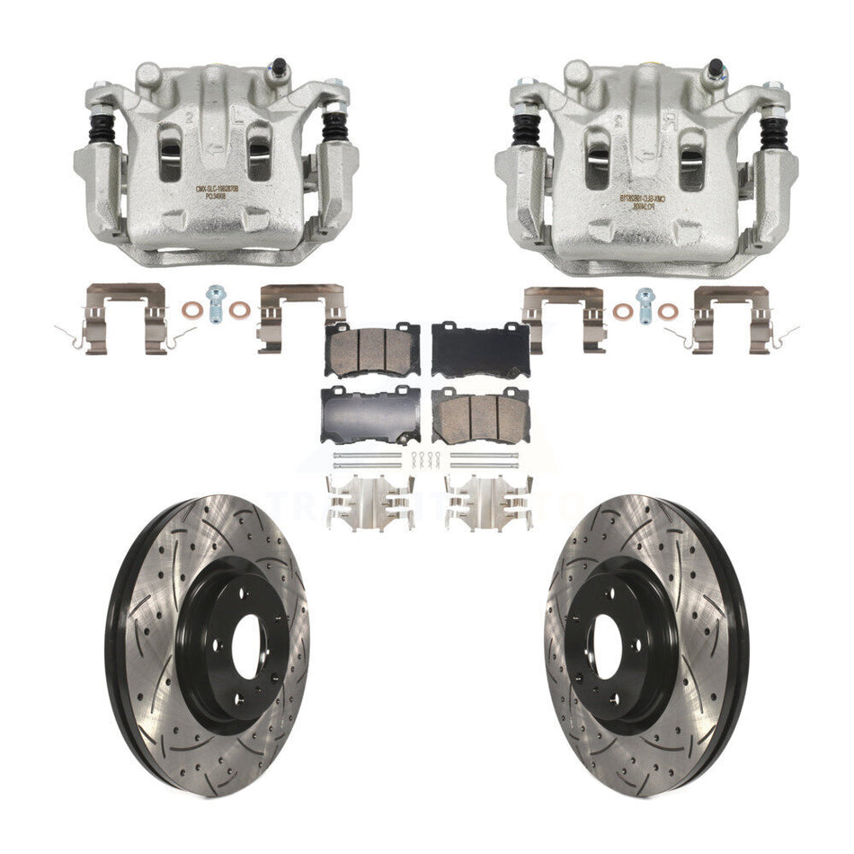 Front Brake Caliper Drill Slot Rotor Ceramic Pad Kit For INFINITI G37 With Brembo Brakes KCD-101707N