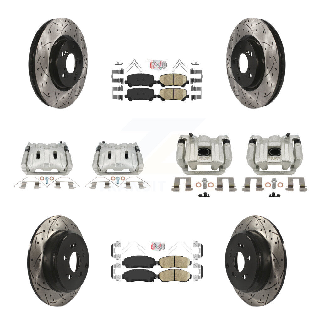 Front Rear Brake Caliper Drill Slot Rotor Ceramic Pad Kit (10Pc) For 11-14 Honda Odyssey KCD-101716N