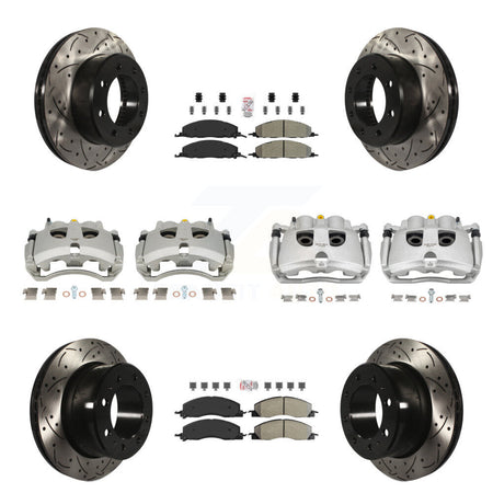 Front Rear Brake Caliper Drill Slot Rotor Semi-Metallic Pad Kit (10Pc) For Ram 3500 2500 KCD-101724N