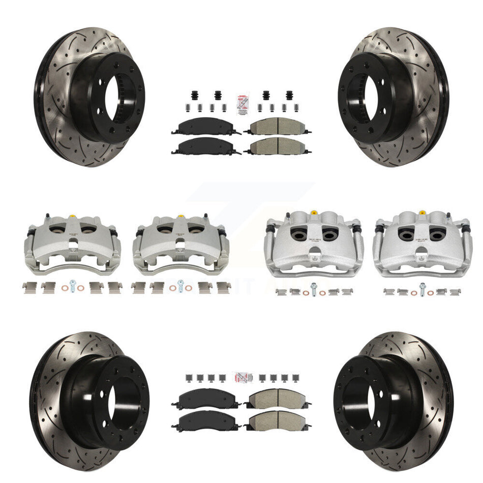 Front Rear Brake Caliper Drill Slot Rotor Semi-Metallic Pad Kit (10Pc) For Ram 3500 2500 KCD-101724N