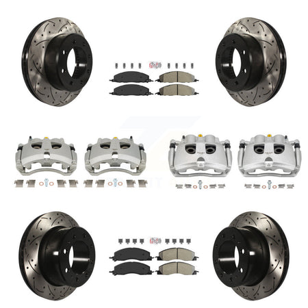 Front Rear Brake Caliper Drill Slot Rotor Semi-Metallic Pad Kit (10Pc) For Ram 3500 2500 KCD-101725N