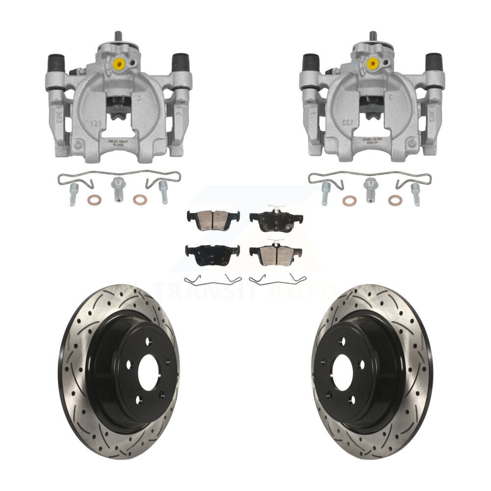 Rear Brake Caliper Drill Slotted Rotors Ceramic Pad Kit For Ford Police Responder Hybrid KCD-101730N