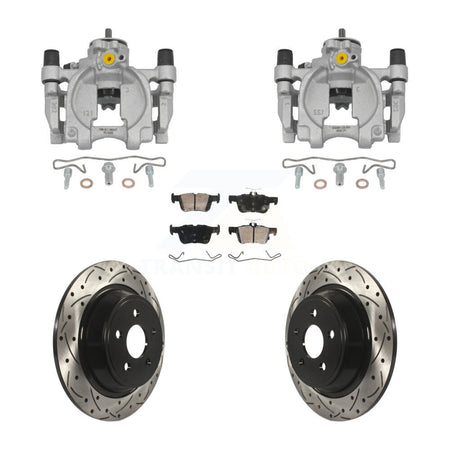 Rear Brake Caliper Drill Slotted Rotors Ceramic Pad Kit For Ford Police Responder Hybrid KCD-101730N