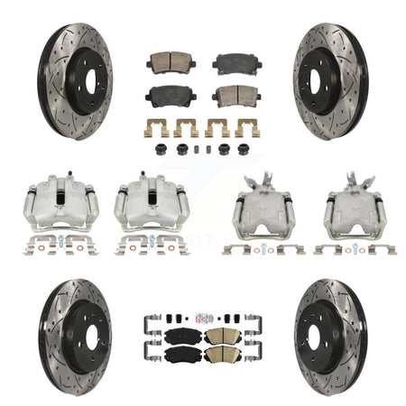 Front Rear Brake Caliper Drill Slotted Rotor Ceramic Pad Kit (10Pc) For Chevrolet Malibu KCD-101747N