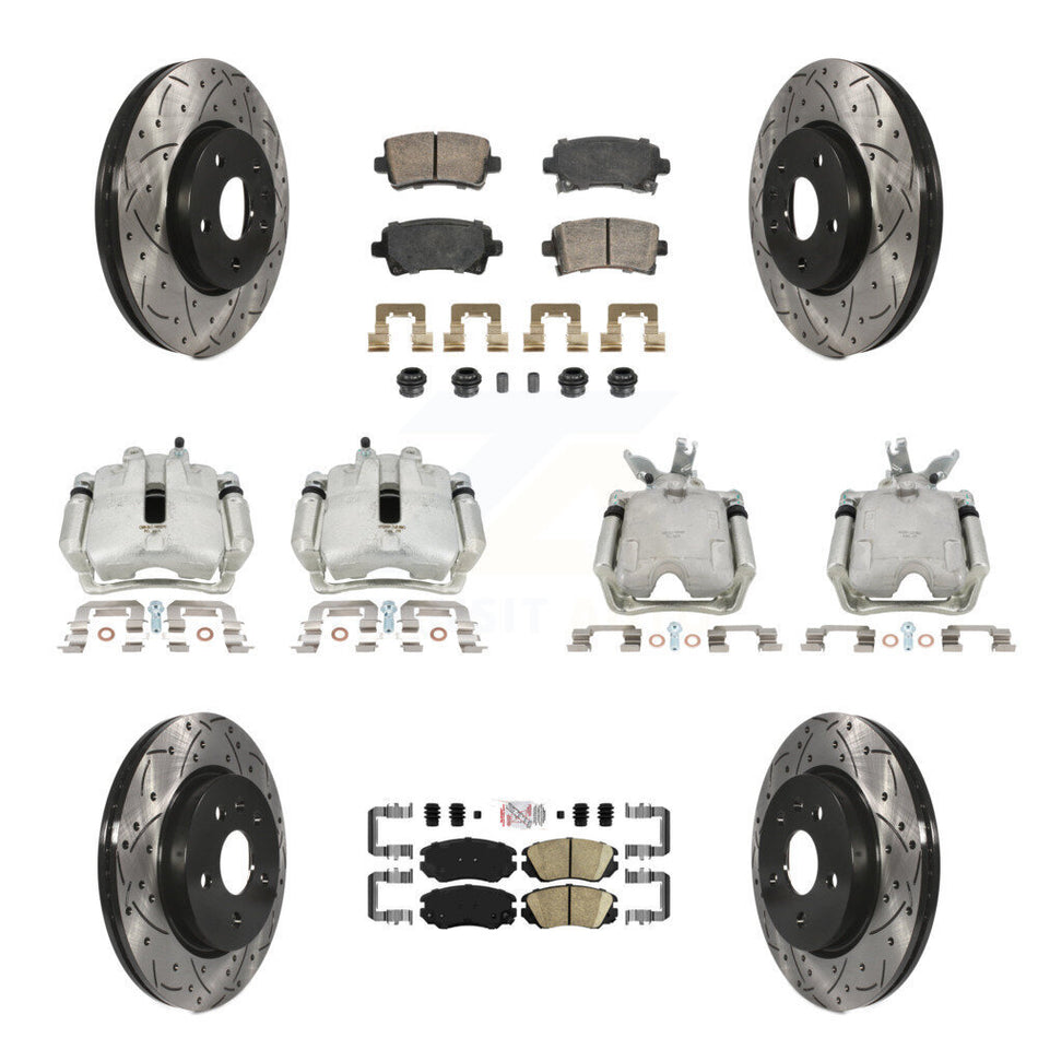 Front Rear Brake Caliper Drill Slotted Rotor Ceramic Pad Kit (10Pc) For Chevrolet Malibu KCD-101747N