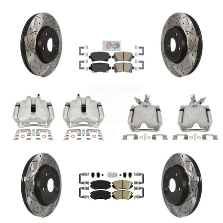 Front Rear Brake Caliper Drill Slotted Rotor Ceramic Pad Kit (10Pc) For Chevrolet Malibu KCD-101748N