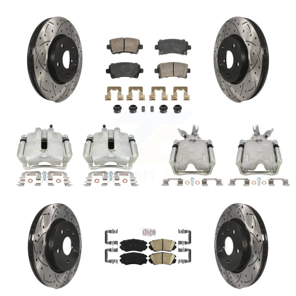 Front Rear Brake Caliper Drill Slotted Rotor Ceramic Pad Kit (10Pc) For Chevrolet Malibu KCD-101749N